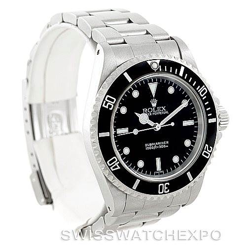 The image shows a Rolex Submariner 14060 Men
s Stainless Steel Black Dial 14060 Men
s Stainless Steel Black Dial watch, viewed from an angle displaying the dial, bezel, and bracelet.