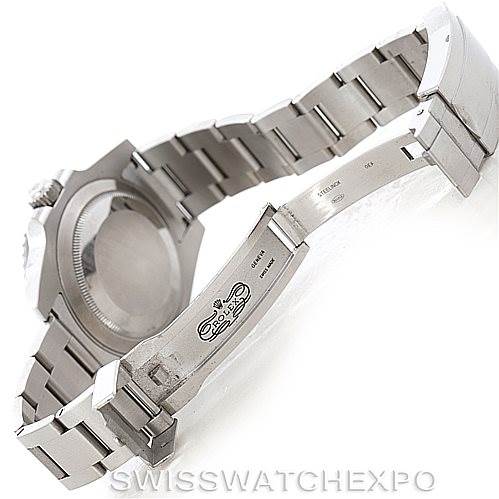 The image shows a close-up view of the bracelet and clasp of a Rolex Submariner 114060 Men
s Stainless Steel Black Dial 114060 Men
s Stainless Steel Black Dial watch.