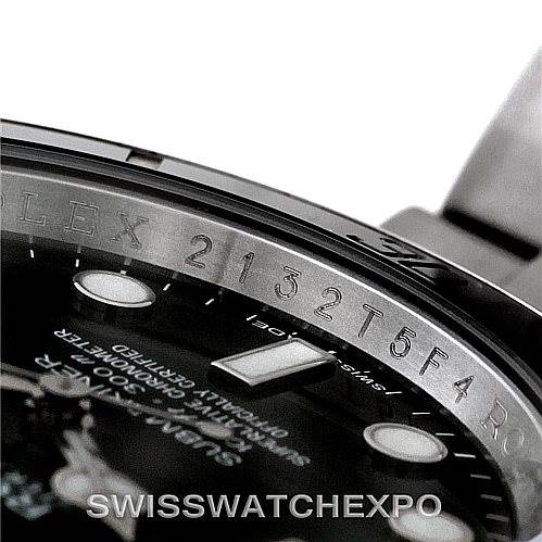 The image shows a close-up of the bezel and part of the dial of a Rolex Submariner 114060 Men
s Stainless Steel Black Dial 114060 Men
s Stainless Steel Black Dial watch from an oblique angle.