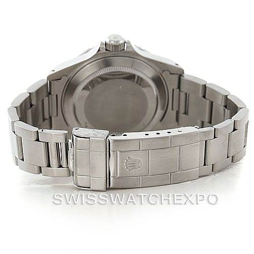 The image shows the backside and bracelet of a Rolex Submariner 14060 Men
s Stainless Steel Black Dial 14060 Men
s Stainless Steel Black Dial watch from a rear angle.
