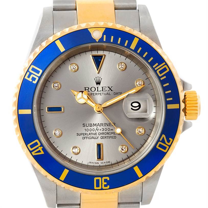 Rolex Submariner Steel Yellow Gold Serti Dial Watch 16613 | SwissWatchExpo