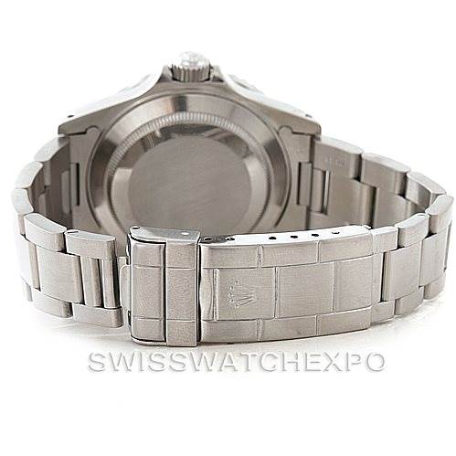 This image shows the back and bracelet clasp of a Rolex Submariner 16610 Men
s Stainless Steel Black Dial 16610 Men
s Stainless Steel Black Dial watch from a rear angle.