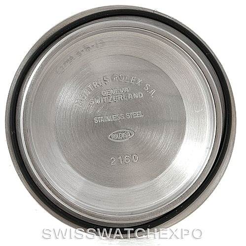 This image shows the case back of a Rolex Submariner 16610 Men
s Stainless Steel Black Dial 16610 Men
s Stainless Steel Black Dial watch, displaying brand and model information engraved on stainless steel.