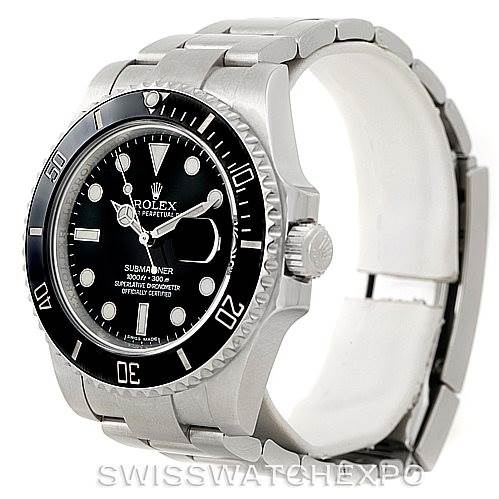 The image shows an angled view of the Rolex Submariner 116610 Men
s Stainless Steel Black Dial 116610 Men
s Stainless Steel Black Dial watch, highlighting the face, bezel, and bracelet.
