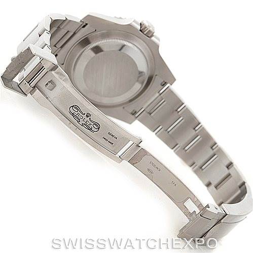 The image shows the back and bracelet of a Rolex Submariner 116610 Men
s Stainless Steel Black Dial 116610 Men
s Stainless Steel Black Dial watch, highlighting the clasp and caseback.