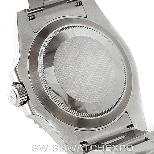 This image shows the back case and part of the bracelet of a Rolex Submariner 116610 Men
s Stainless Steel Black Dial 116610 Men
s Stainless Steel Black Dial watch.