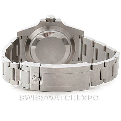 The image shows the back view of a Rolex Submariner 116610 Men
s Stainless Steel Black Dial 116610 Men
s Stainless Steel Black Dial watch, highlighting the clasp and bracelet.