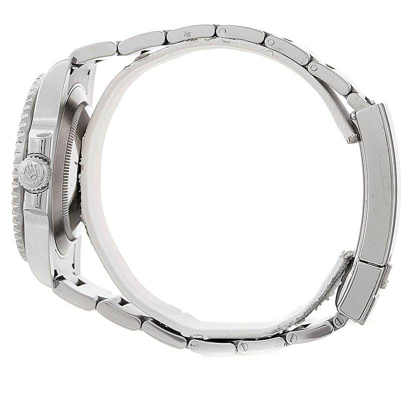 This side view showcases the case, crown, and bracelet of the Rolex Submariner 116610 Men
s Stainless Steel Black Dial 116610 Men
s Stainless Steel Black Dial watch.