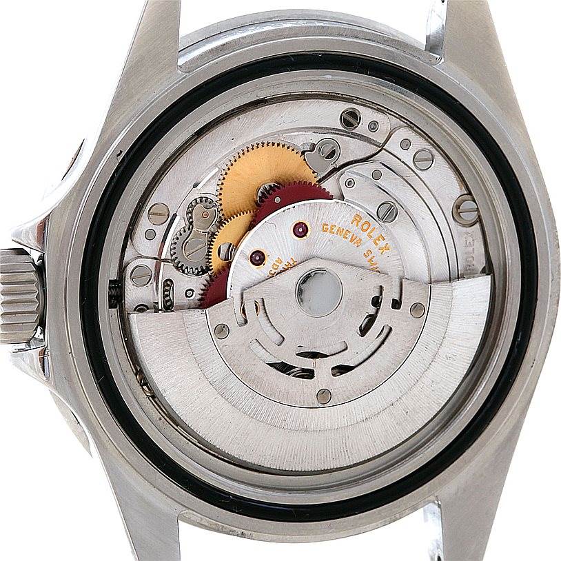 This image shows the internal mechanical movement of a Rolex Submariner 16610 Men
s Stainless Steel Black Dial 16610 Men
s Stainless Steel Black Dial watch from a back view angle.