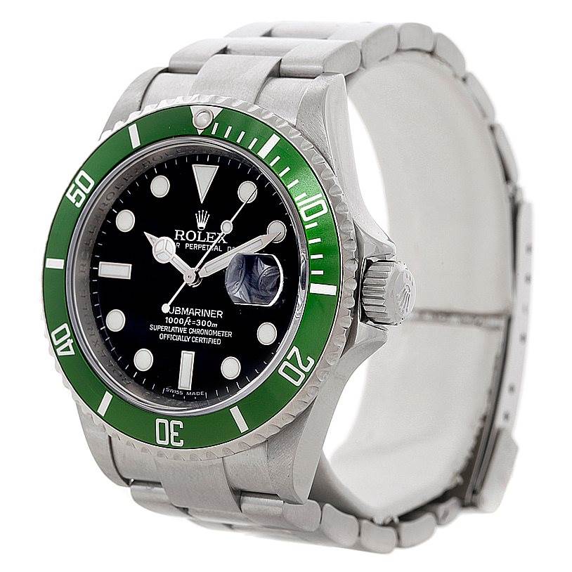 The image shows a Rolex Submariner 16610 Men
s Stainless Steel Black Dial 16610 Men
s Stainless Steel Black Dial watch at a three-quarter angle, displaying the bezel, dial, crown, and bracelet.