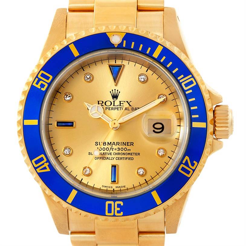 Rolex Submariner 18k Yellow Gold Watch 16618 | SwissWatchExpo