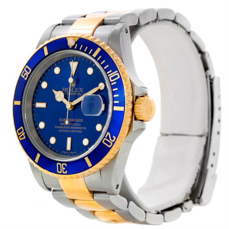 Rolex Submariner Steel Yellow Gold Blue Dial Watch 16613 SwissWatchExpo