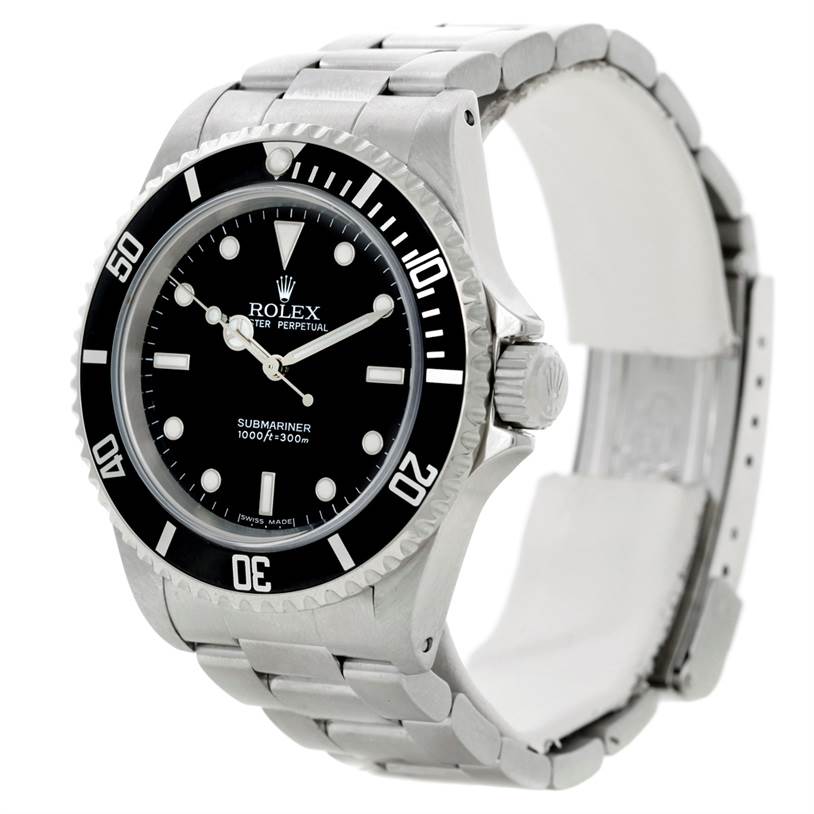 The image shows a Rolex Submariner 14060 Men
s Stainless Steel Black Dial 14060 Men
s Stainless Steel Black Dial watch at a slight angle, highlighting its dial, bezel, and part of the bracelet.