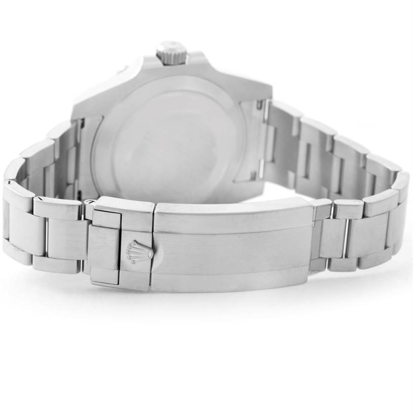 This image shows the back case and bracelet clasp of a Rolex Submariner 114060 Men
s Stainless Steel Black Dial 114060 Men
s Stainless Steel Black Dial watch from a rear angle.