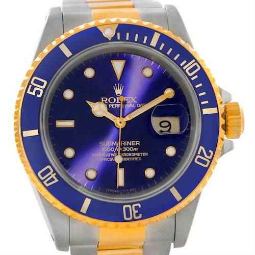 Photo of Rolex Submariner Steel Yellow Gold Blue Dial Watch 16613
