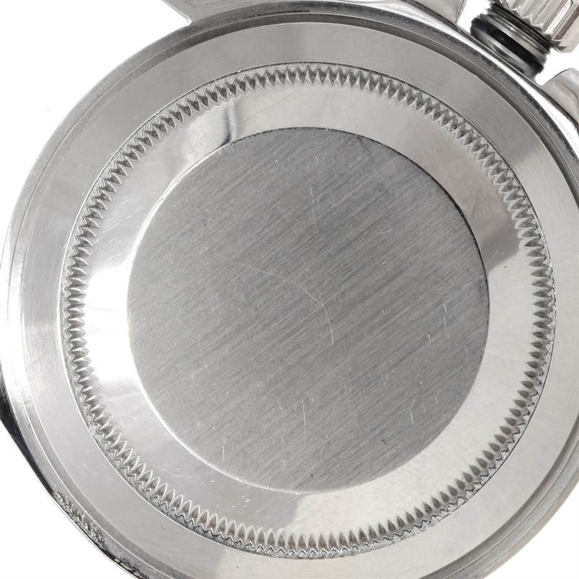 This image shows the case back and crown of a Rolex Submariner 14060 Men
s Stainless Steel Black Dial 14060 Men
s Stainless Steel Black Dial watch, viewed from the backside.