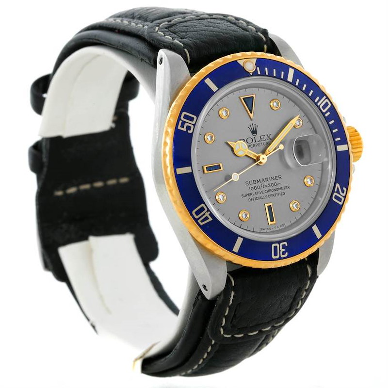 Rolex Submariner Steel 18K Yellow Gold Diamond Serti Dial Watch 16803 SwissWatchExpo