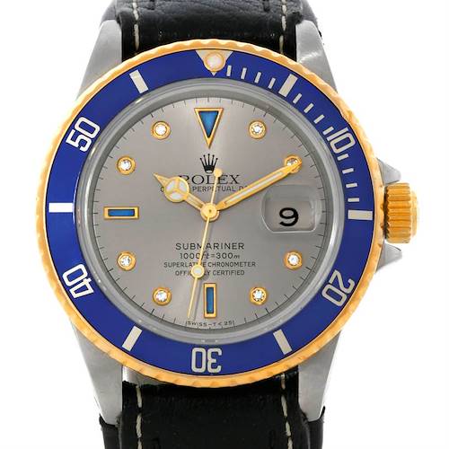 Photo of Rolex Submariner Steel 18K Yellow Gold Diamond Serti Dial Watch 16803