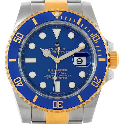 Photo of Rolex Submariner Steel 18K Yellow Gold Blue Dial Watch 116613