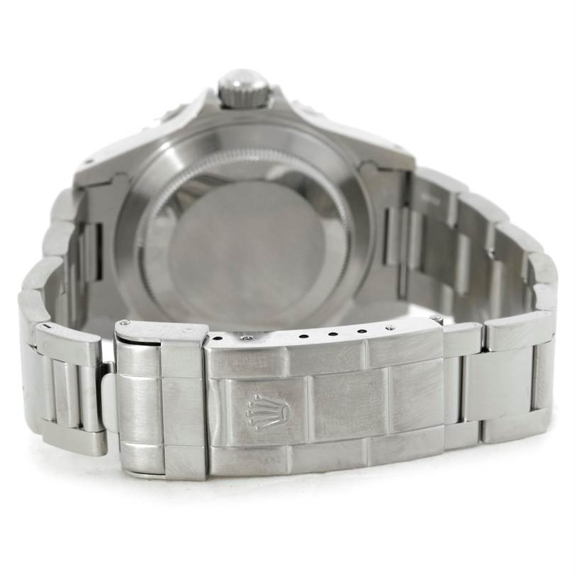 This image shows the back case and clasp of a Rolex Submariner 14060 Men
s Stainless Steel Black Dial 14060 Men
s Stainless Steel Black Dial watch from a rear angle.