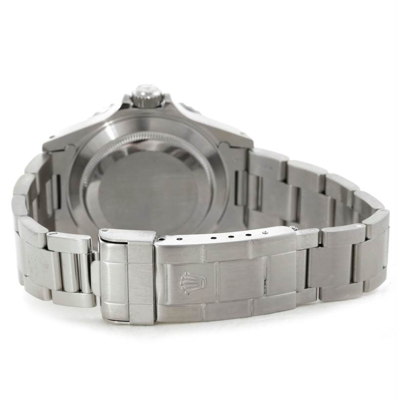 The image shows the back case and bracelet clasp of a Rolex Submariner 14060 Men
s Stainless Steel Black Dial 14060 Men
s Stainless Steel Black Dial watch viewed from the rear.