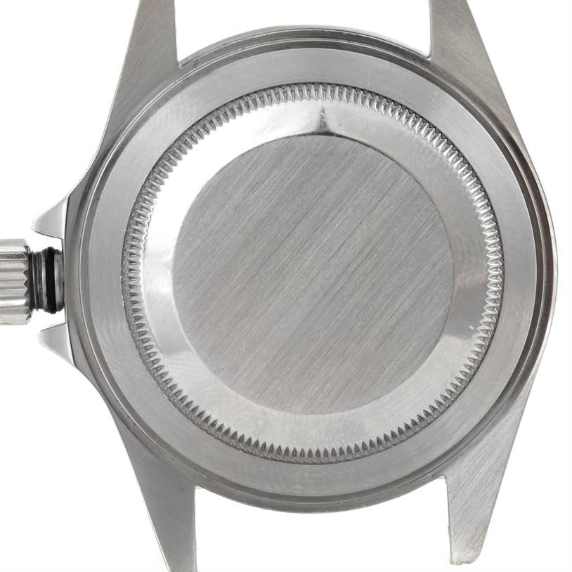 This image shows the back case and lugs of a Rolex Submariner 14060M Men
s Stainless Steel Black Dial 14060M Men
s Stainless Steel Black Dial watch, viewed from the rear.