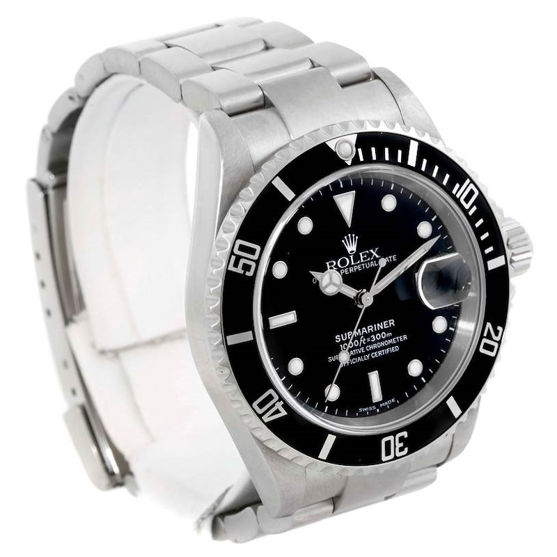 Rolex Submariner Mens Stainless Steel Black Dial Date Watch 16610 SwissWatchExpo