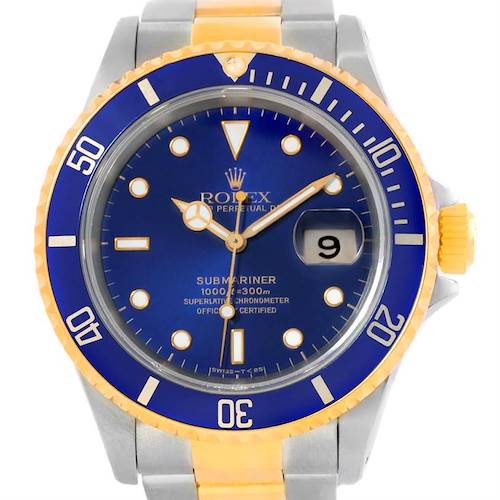 Photo of Rolex Submariner Blue Dial Steel 18K Yellow Gold Watch 16613