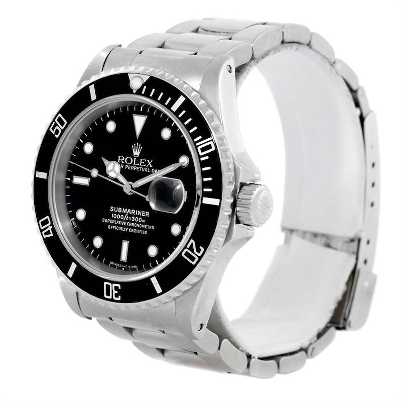 Rolex Submariner Date Stainless Steel Mens Black Dial Watch 16610 SwissWatchExpo