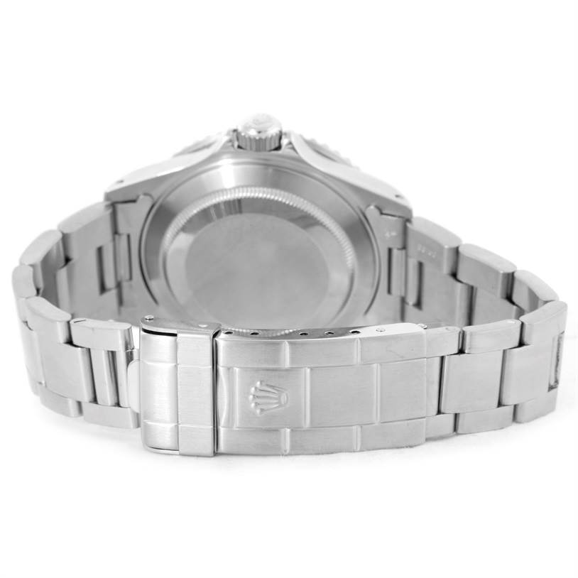 This image shows the back and bracelet of a Rolex Submariner 16610 Men
s Stainless Steel Black Dial 16610 Men
s Stainless Steel Black Dial watch, highlighting the clasp and case back.