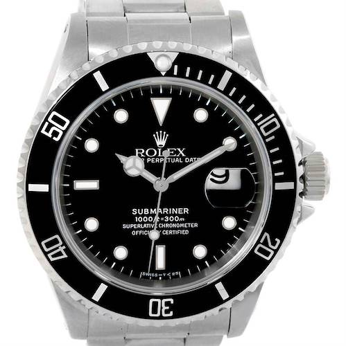 Photo of Rolex Submariner Date Stainless Steel Mens Black Dial Watch 16610
