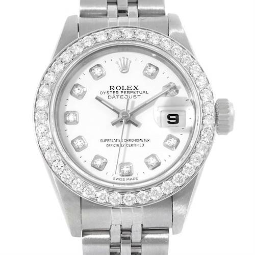 Photo of Rolex Datejust Ladies Stainless Steel White Gold Diamond Watch 69174