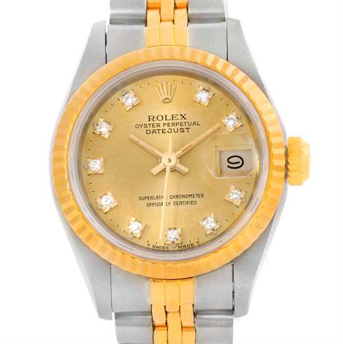 Photo of Rolex Datejust Ladies Diamond Steel 18k Yellow Gold Watch 69173