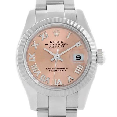 Photo of Rolex Datejust Salmon Dial Steel 18K White Gold Ladies Watch 179174