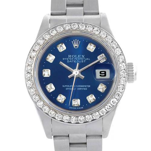 Photo of Rolex Datejust Ladies Blue Diamond Dial Bezel Steel Watch 69160