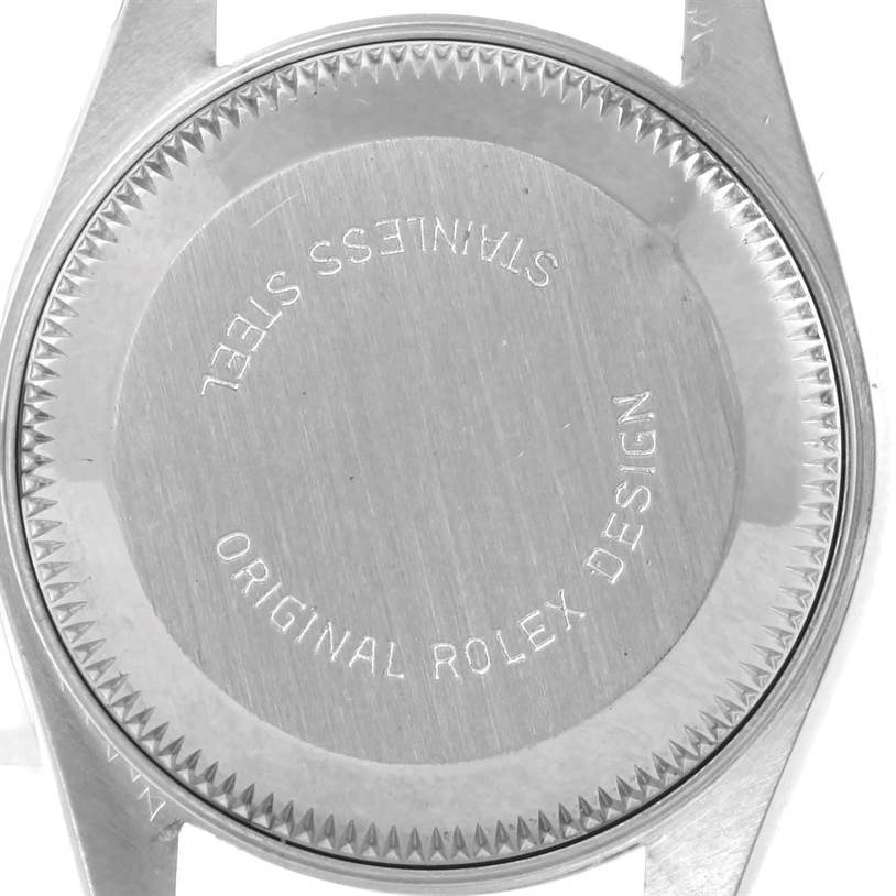 The image shows the back case of the Rolex Datejust 69173 Women's Stainless Steel White Dial 69173 Women's Stainless Steel White Dial watch, highlighting the "Original Rolex Design" engraving.
