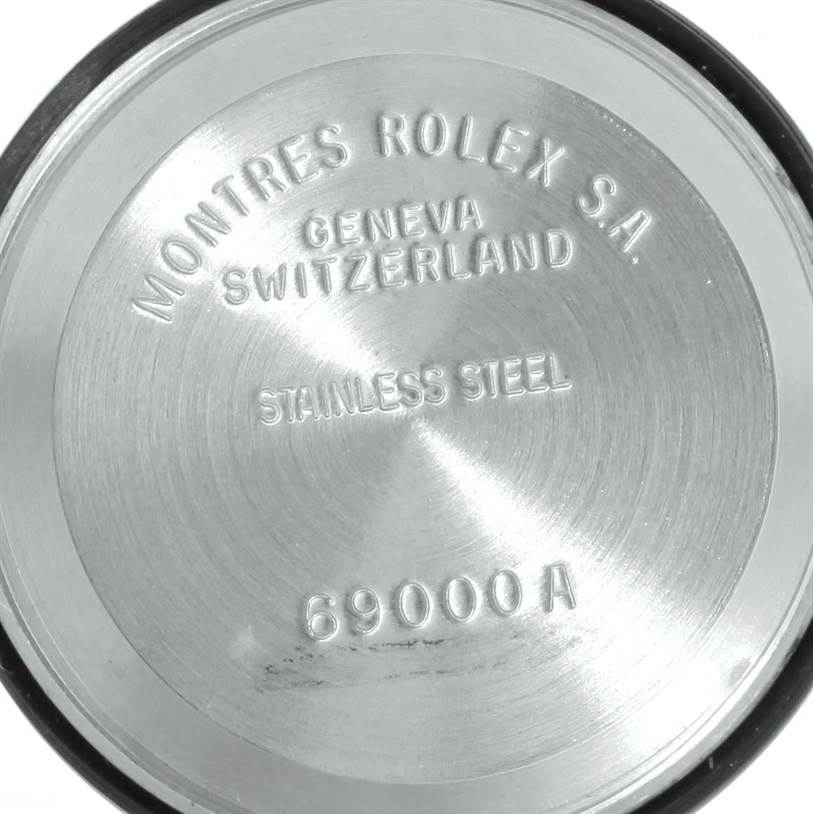 This image shows the case back of a Rolex Datejust 69173 Women
s Stainless Steel White Dial 69173 Women
s Stainless Steel White Dial watch, displaying the engravings and model number.