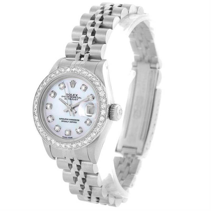 Rolex Datejust Ladies Steel Mother of Pearl Diamond Watch 69240 SwissWatchExpo