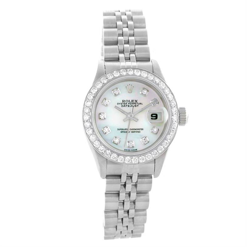 Rolex Datejust Ladies Steel Mother of Pearl Diamond Watch 69240 ...