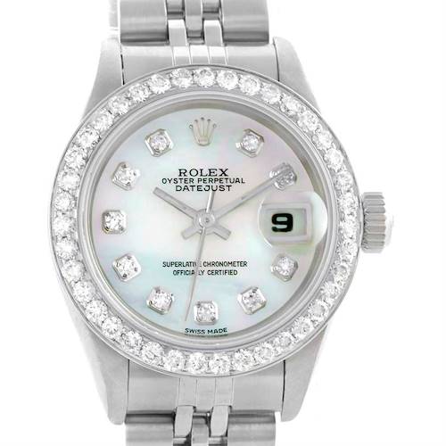 Photo of Rolex Datejust Ladies Steel Mother of Pearl Diamond Watch 69240