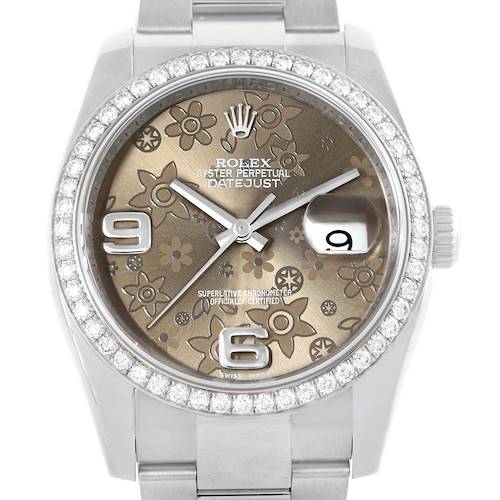 Photo of Rolex Datejust 36 Bronze Floral Dial Diamond Watch 116244 Unworn
