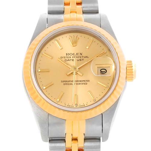 Photo of Rolex Datejust Womens Steel 18k Yellow Gold Champagne Dial Watch 69173