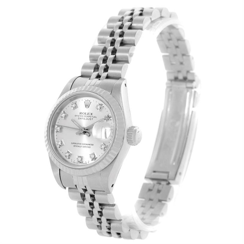 Rolex Datejust Ladies Stainless Steel White Gold Diamond Watch 69174 SwissWatchExpo