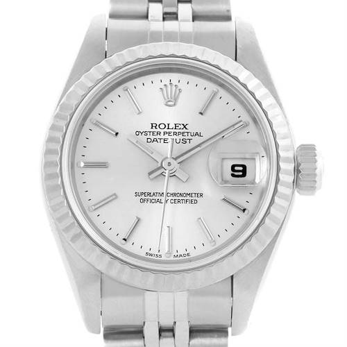 Photo of Rolex Datejust Ladies Stainless Steel 18k White Gold Bezel Watch 79174