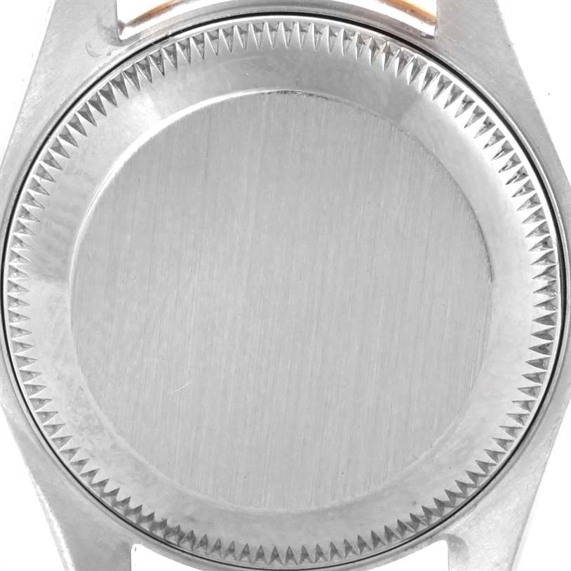 This image shows the case back of a Rolex Datejust 69163 Women's Stainless Steel White Dial 69163 Women's Stainless Steel White Dial watch from the rear angle.