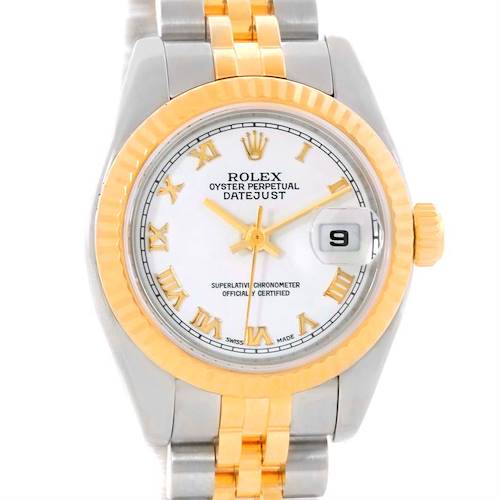 Photo of Rolex Datejust Ladies Steel 18K Yellow Gold White Dial Watch 179173
