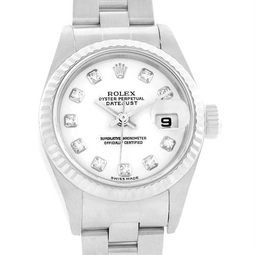 Photo of Rolex Datejust Ladies Steel 18K White Gold Diamond Dial Watch 79174