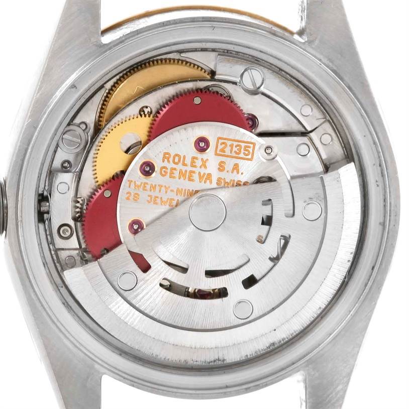 The image shows the movement components of a Rolex Datejust 69173 Women's Stainless Steel Champagne Dial 69173 Women's Stainless Steel Champagne Dial watch from a rear angle.