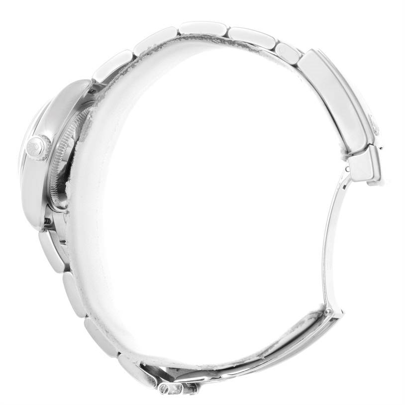 The image shows a side view of the Rolex Datejust 179160 Women's Stainless Steel White Dial 179160 Women's Stainless Steel White Dial watch, highlighting its case, crown, and bracelet.