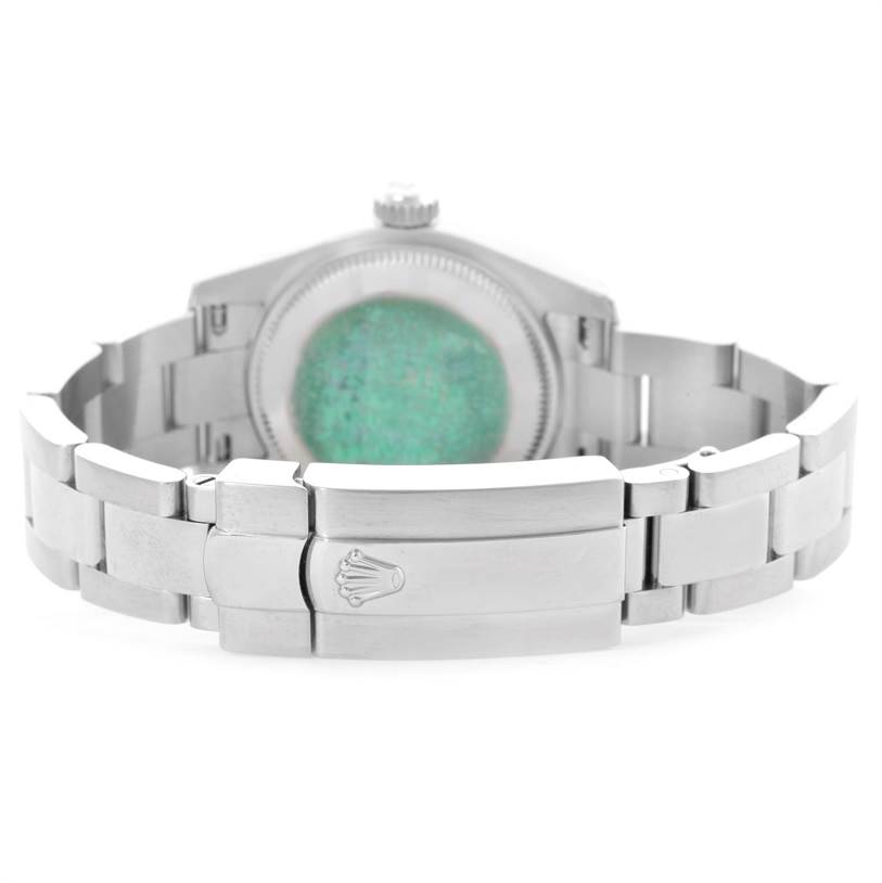 This image shows the back view and bracelet clasp of a Rolex Datejust 179160 Women's Stainless Steel White Dial 179160 Women's Stainless Steel White Dial watch.